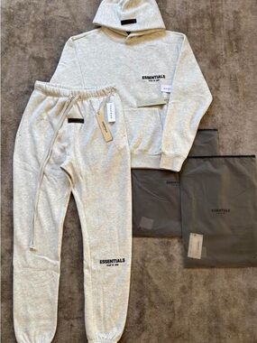 Essentials Heather Light Grey Hoodie & Jogger Set